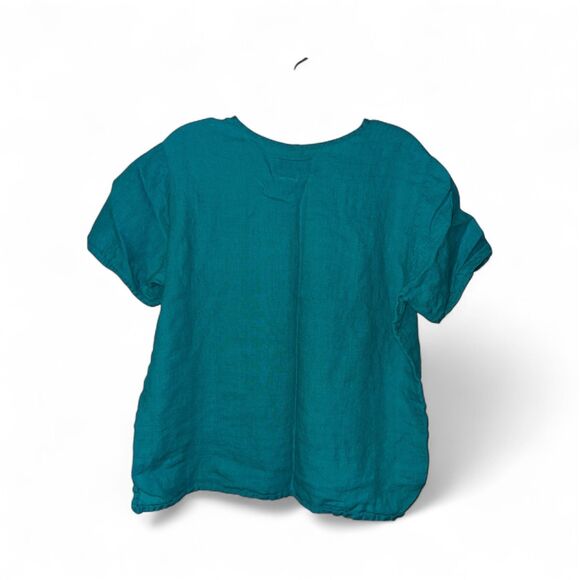Flax Linen Tee Size Small Teal - Picture 2 of 4